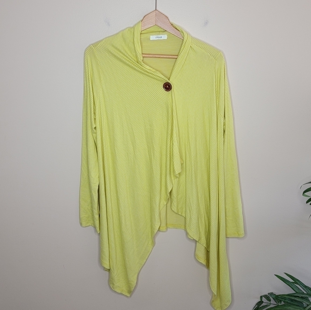 Cherish | Vibrant Yellow Striped Single Button Cardigan